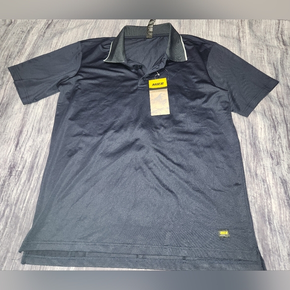 MIER Men's Polyester Spandex Golf Polo Short Sleeve Navy Blue NWT‎ Size Medium - Picture 1 of 9